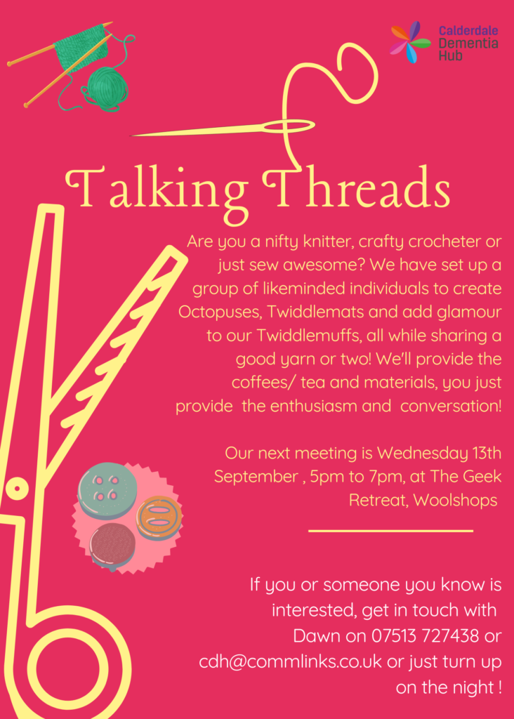 our new craft and peer support group meets in Halifax on 13th September